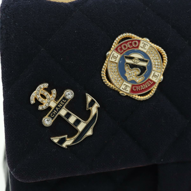 【日本直送】香奈兒 (CHANEL) 迷你絎縫 20 鏈條巴黎漢堡包 棉質海軍藍 CC 正品 172560SAM-14