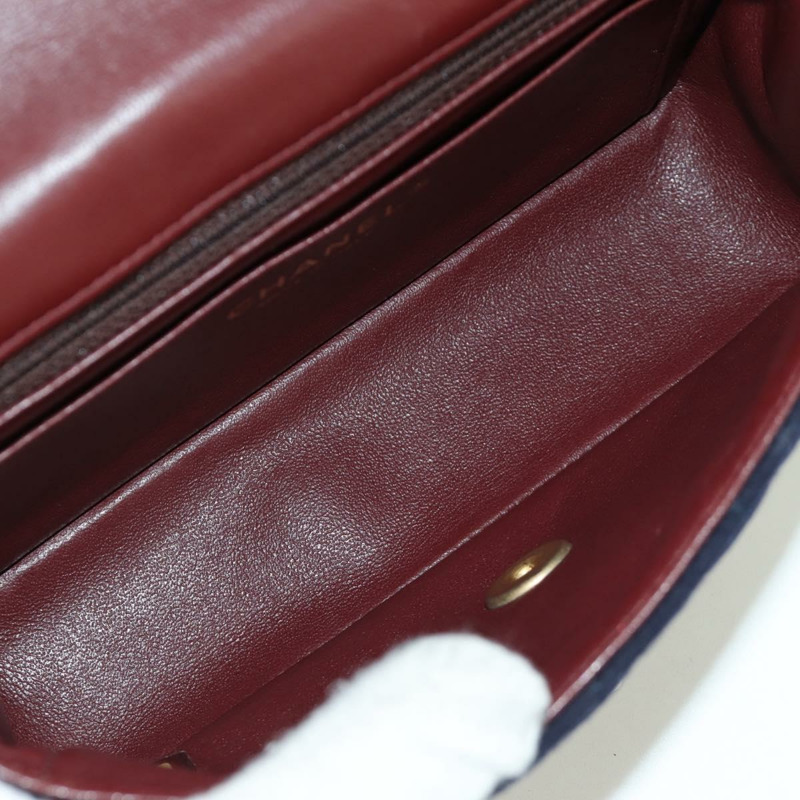 【日本直送】香奈兒 (CHANEL) 迷你絎縫 20 鏈條巴黎漢堡包 棉質海軍藍 CC 正品 172560SAM-20