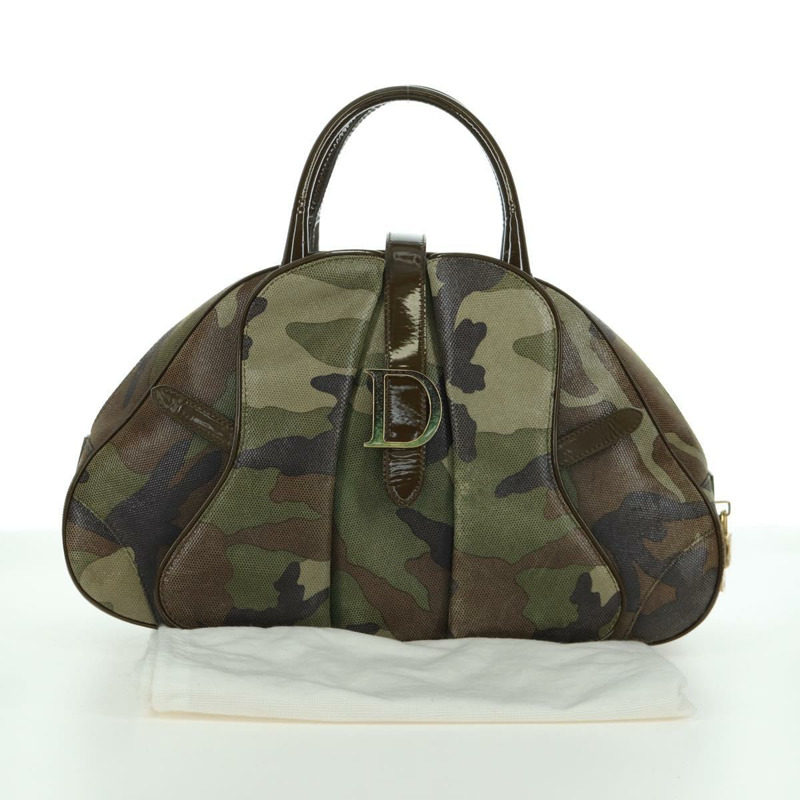 【日本直送】Christian Dior 雙馬鞍迷彩包，皮革材質，綠色金色，正品，貨號 172789SAV-31