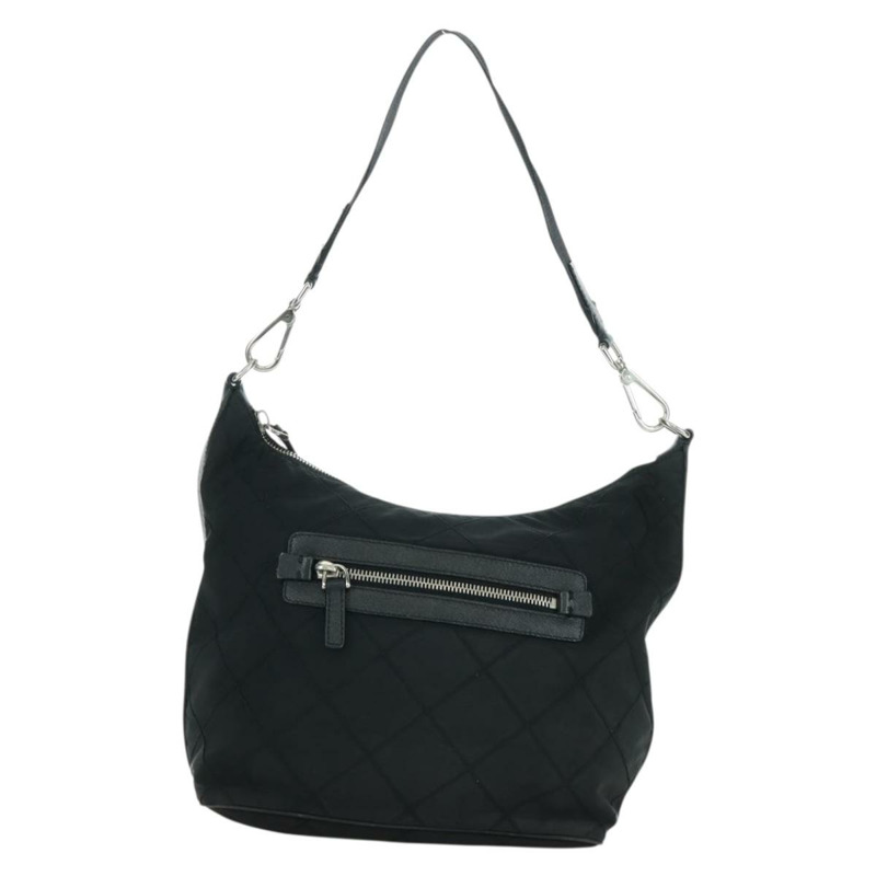 【日本直送】PRADA 絎縫單肩包 尼龍 黑色 銀色 正品 172951V-1