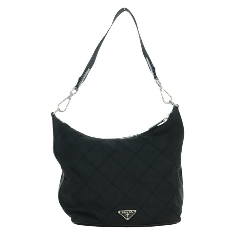 【日本直送】PRADA 絎縫單肩包 尼龍 黑色 銀色 正品 172951V-2