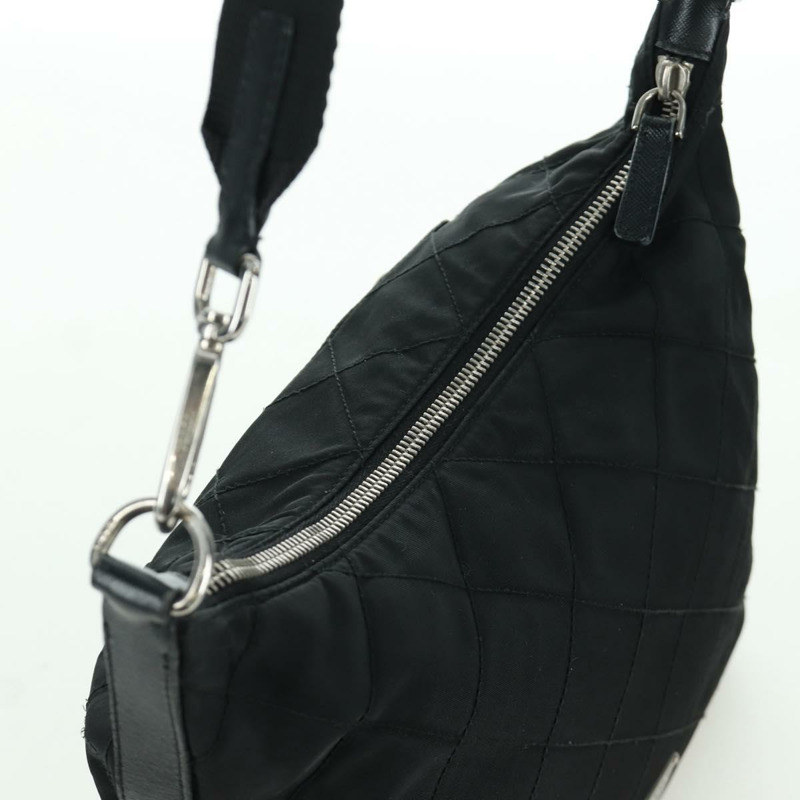 【日本直送】PRADA 絎縫單肩包 尼龍 黑色 銀色 正品 172951V-5