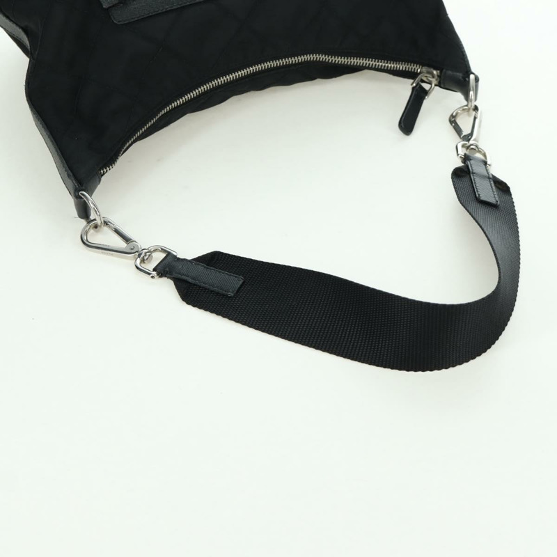 【日本直送】PRADA 絎縫單肩包 尼龍 黑色 銀色 正品 172951V-6