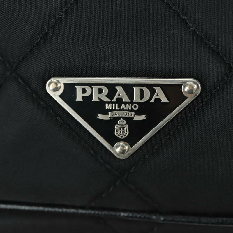 【日本直送】PRADA 絎縫單肩包 尼龍 黑色 銀色 正品 172951V-14