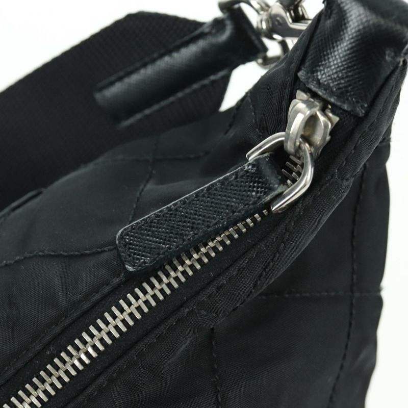 【日本直送】PRADA 絎縫單肩包 尼龍 黑色 銀色 正品 172951V-15