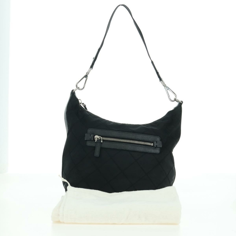 【日本直送】PRADA 絎縫單肩包 尼龍 黑色 銀色 正品 172951V-25