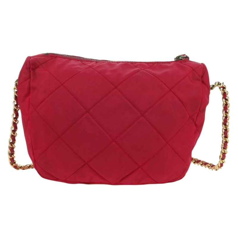 【日本直送】PRADA 尼龍粉紅金色鏈條單肩包 Auth 166995A-2