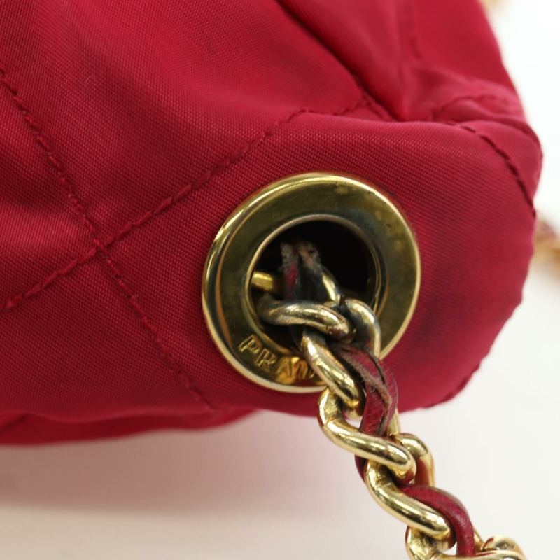 【日本直送】PRADA 尼龍粉紅金色鏈條單肩包 Auth 166995A-13