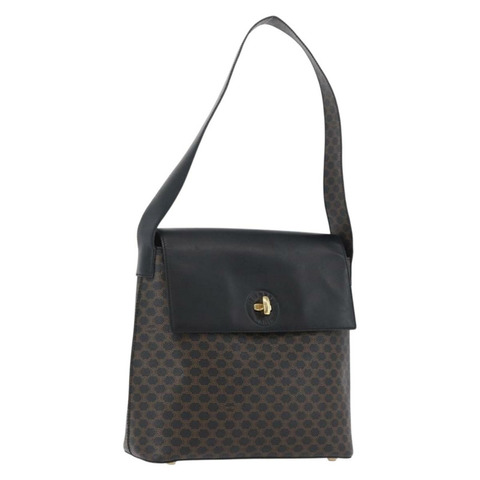 CELINE Macadam帆布肩背包 PVC皮革 黑色 金色 正品 171442V