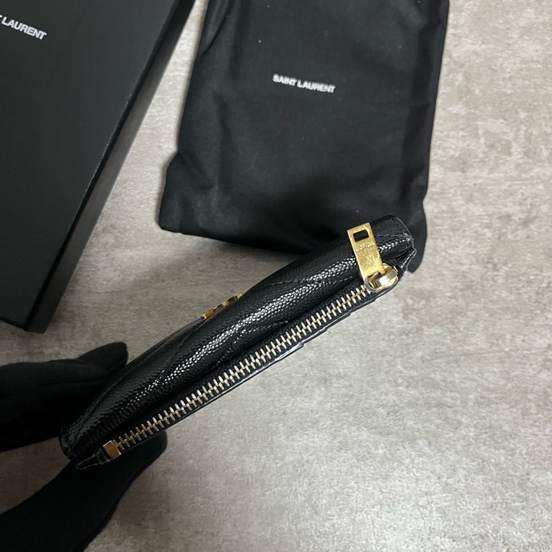 正品 Ysl 經典荔枝皮卡夾零錢包-2