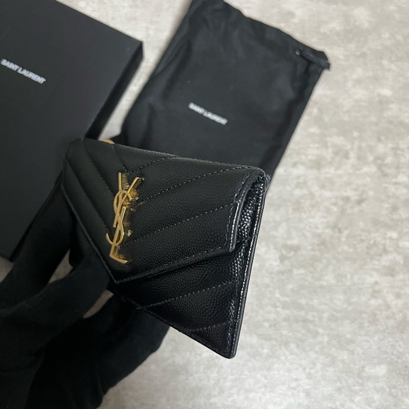 正品 Ysl 經典荔枝皮卡夾零錢包-4
