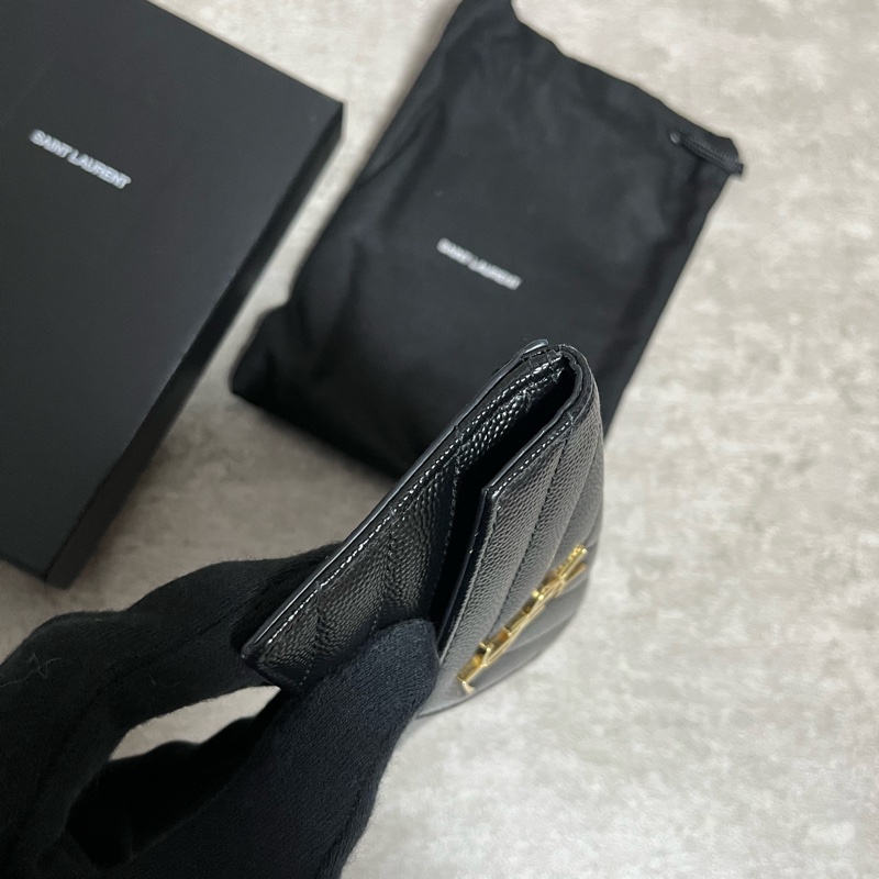 正品 Ysl 經典荔枝皮卡夾零錢包-5