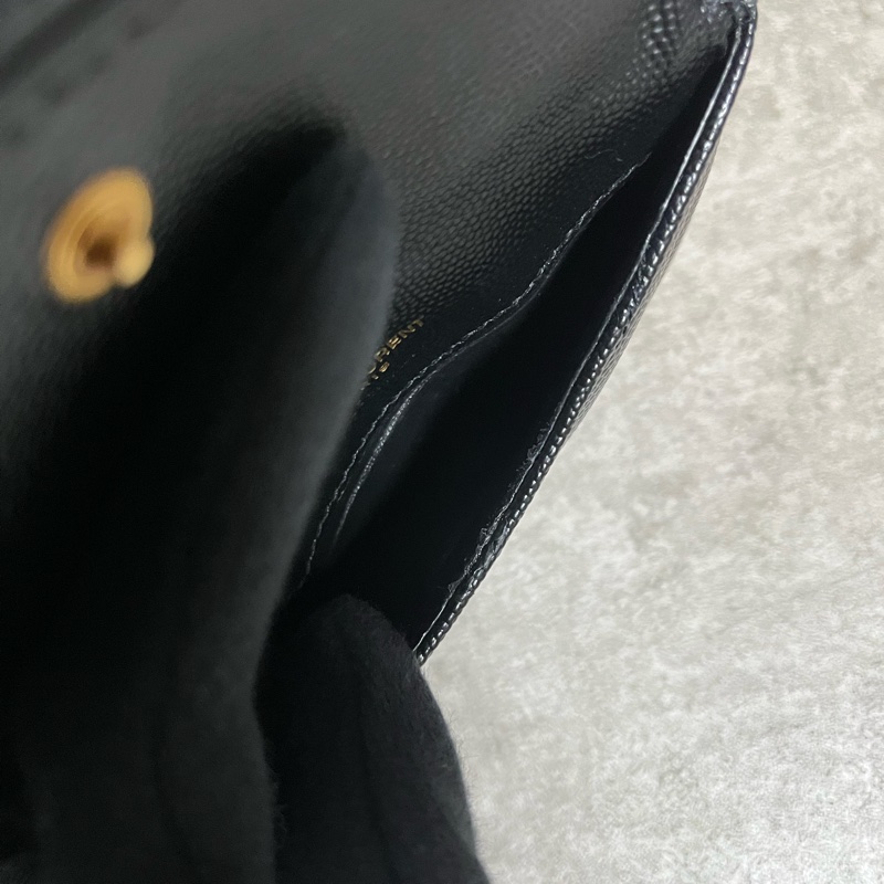 正品 Ysl 經典荔枝皮卡夾零錢包-8