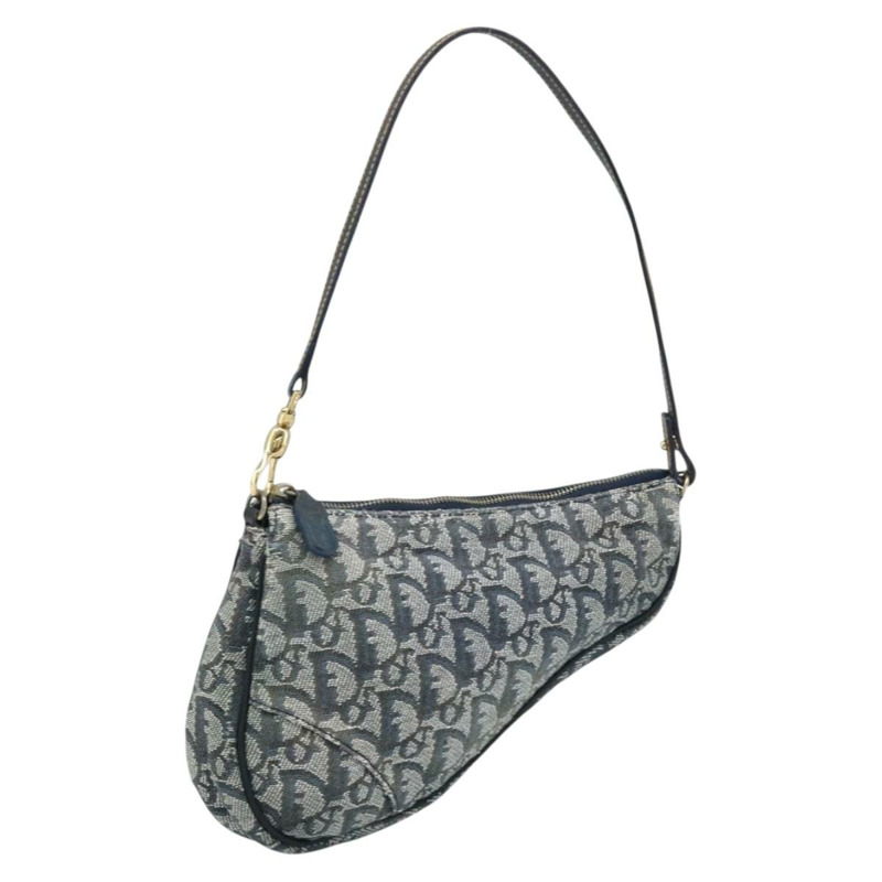 【日本直送】Christian Dior Trotter帆布馬鞍配件包 PVC海軍藍金色 正品 171444A-0