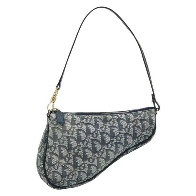 【日本直送】Christian Dior Trotter帆布馬鞍配件包 PVC海軍藍金色 正品 171444A-1