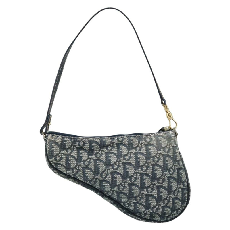 【日本直送】Christian Dior Trotter帆布馬鞍配件包 PVC海軍藍金色 正品 171444A-2