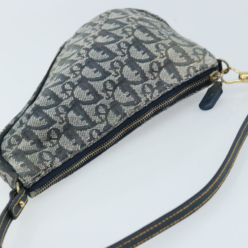 【日本直送】Christian Dior Trotter帆布馬鞍配件包 PVC海軍藍金色 正品 171444A-5
