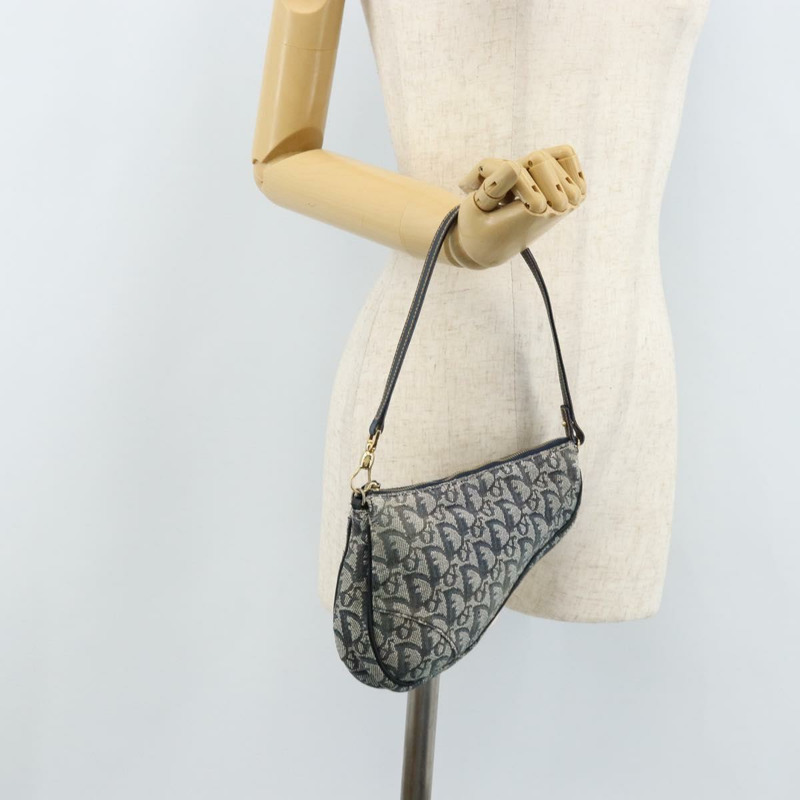 【日本直送】Christian Dior Trotter帆布馬鞍配件包 PVC海軍藍金色 正品 171444A-20