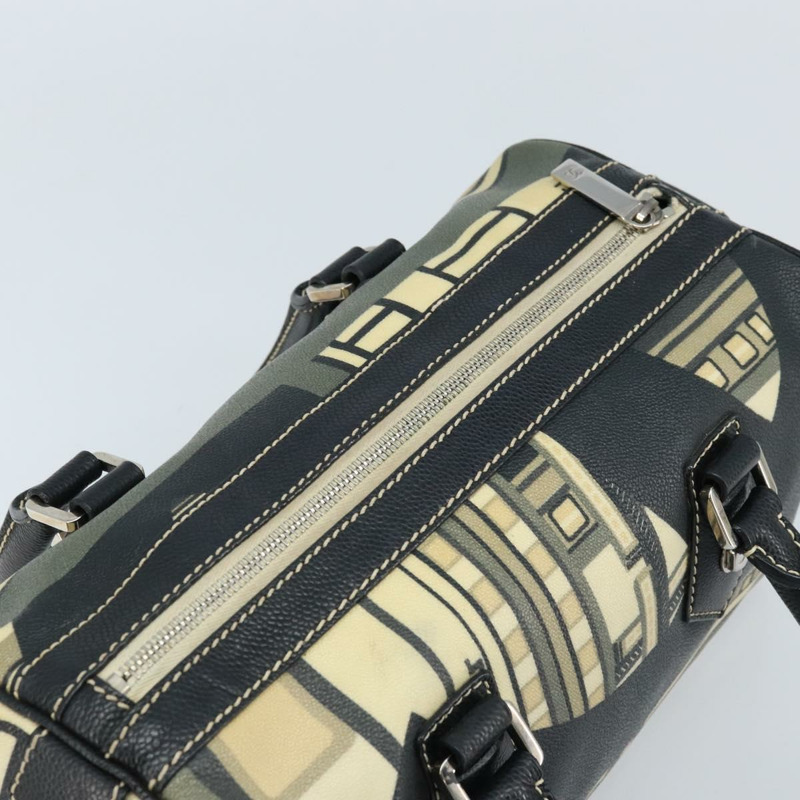 【日本直送】香奈兒中央車站波士頓包 PVC 皮革 黑色 米色 CC 標誌 正品 171456A-5