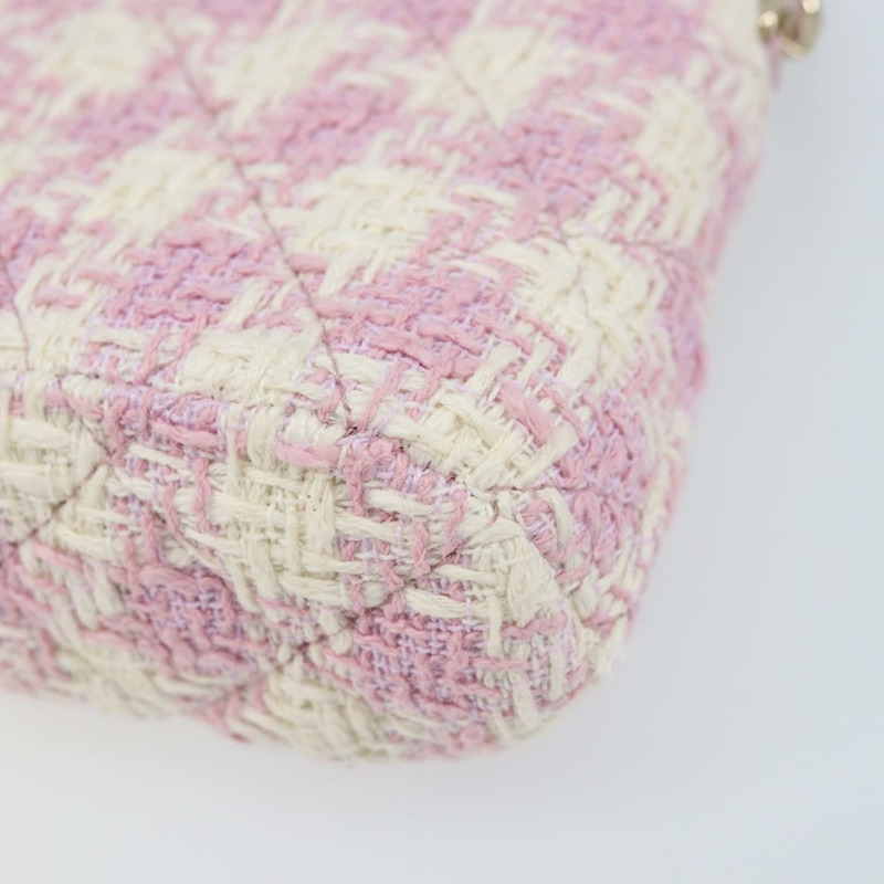 【日本直送】香奈兒鏈絎縫肩背包，粉紅色斜紋軟呢，銀色雙C標誌，正品編號171468SAM-9