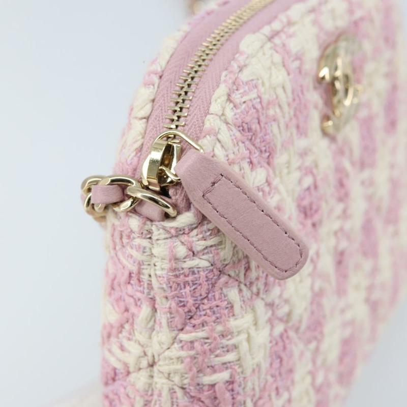 【日本直送】香奈兒鏈絎縫肩背包，粉紅色斜紋軟呢，銀色雙C標誌，正品編號171468SAM-14