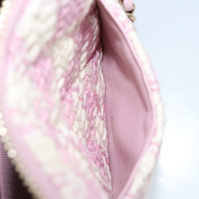 【日本直送】香奈兒鏈絎縫肩背包，粉紅色斜紋軟呢，銀色雙C標誌，正品編號171468SAM-21
