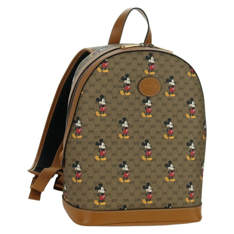 GUCCI Micro GG Supreme Disney 雙肩包 PVC 米色 金色 552884 正品 171451SAM