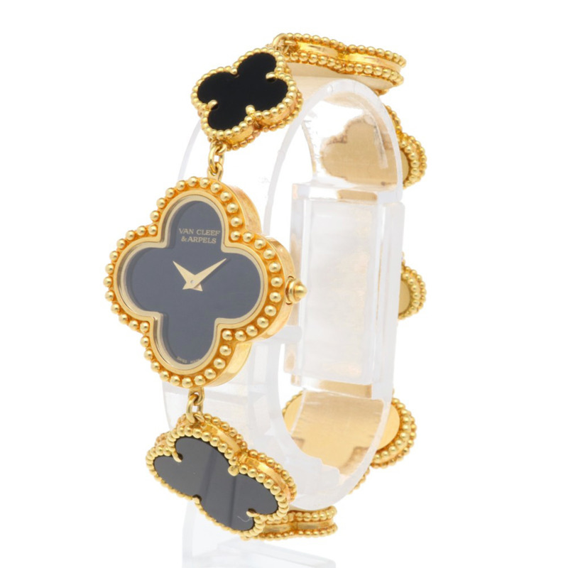 二手梵克雅寶 (Van Cleef & Arpels) 復古 Alhambra 系列腕錶，18K 金，VCAR040R00，石英錶，女士款，縵瑪瑙錶殼-2