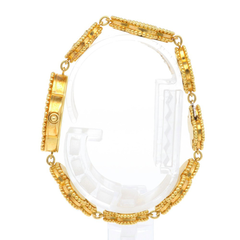 二手梵克雅寶 (Van Cleef & Arpels) 復古 Alhambra 系列腕錶，18K 金，VCAR040R00，石英錶，女士款，縵瑪瑙錶殼-3