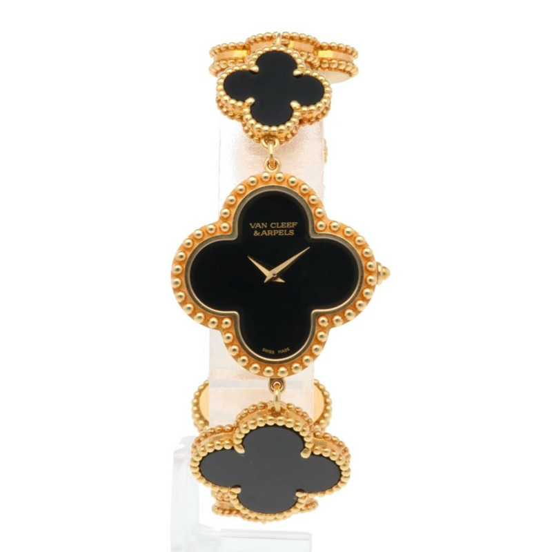 二手梵克雅寶 (Van Cleef & Arpels) 復古 Alhambra 系列腕錶，18K 金，VCAR040R00，石英錶，女士款，縵瑪瑙錶殼-7