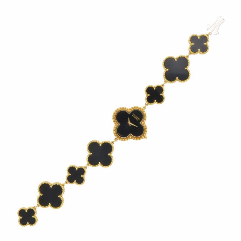 二手梵克雅寶 (Van Cleef & Arpels) 復古 Alhambra 系列腕錶，18K 金，VCAR040R00，石英錶，女士款，縵瑪瑙錶殼-8