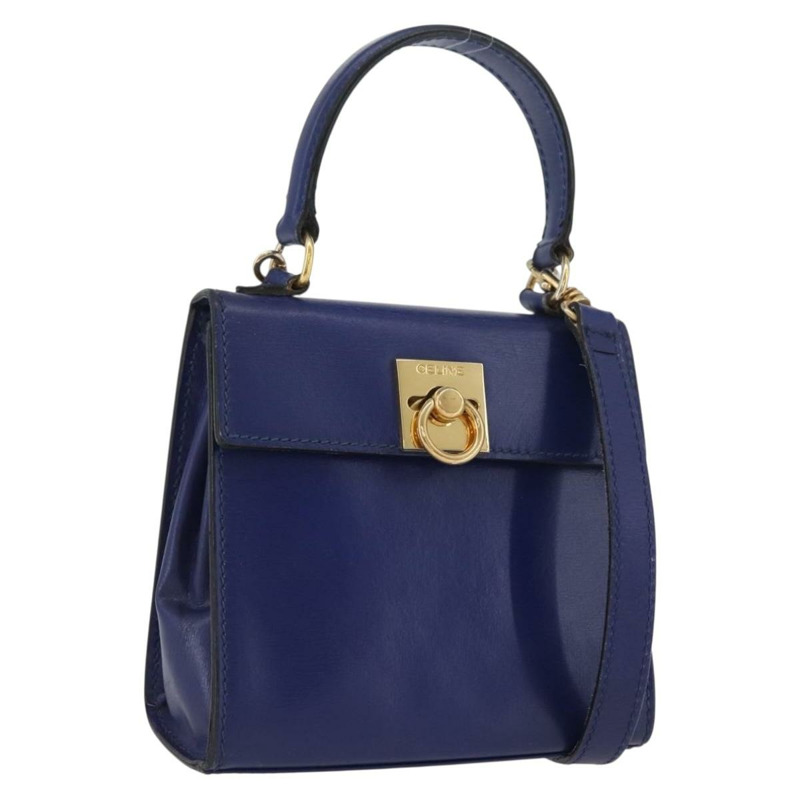 【日本直送】CELINE 手提包 皮革 兩用 藍色 金色 正品 LNZ339V-0