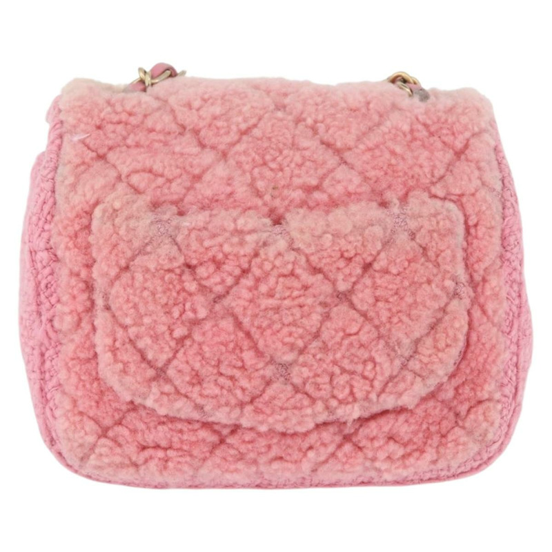 【日本直送】香奈兒迷你絎縫15鏈條肩背包，羊毛材質，粉紅金色雙C標誌，正品編號173407SAM-2