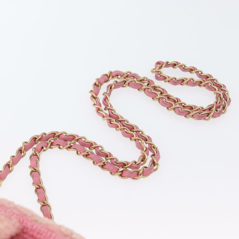 【日本直送】香奈兒迷你絎縫15鏈條肩背包，羊毛材質，粉紅金色雙C標誌，正品編號173407SAM-7