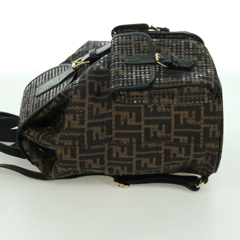 【日本直送】FENDI Zucca帆布雙肩包 棕色 金色 黑色 正品 168310SAV-3