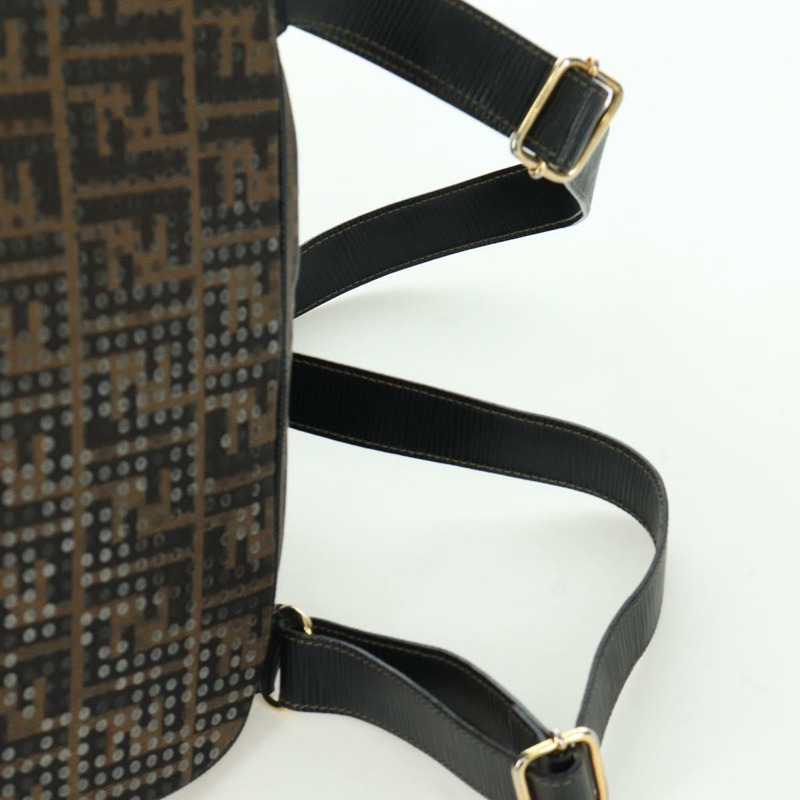 【日本直送】FENDI Zucca帆布雙肩包 棕色 金色 黑色 正品 168310SAV-10