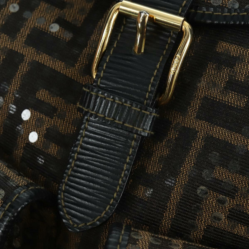 【日本直送】FENDI Zucca帆布雙肩包 棕色 金色 黑色 正品 168310SAV-20