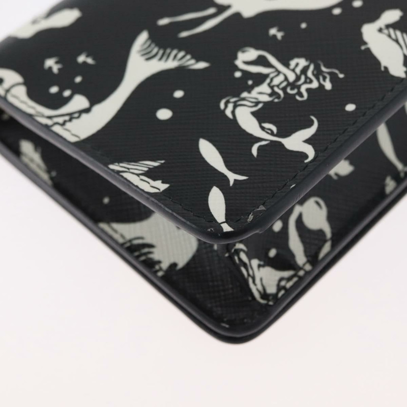 【日本直送】PRADA 鏈條皮夾單肩包 Safiano 皮革 黑色 金色 正品 171473SAM-11