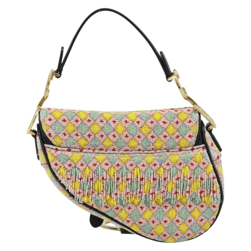 【日本直送】Christian Dior 串珠馬鞍包帆布多色金色正品 171485SM-2