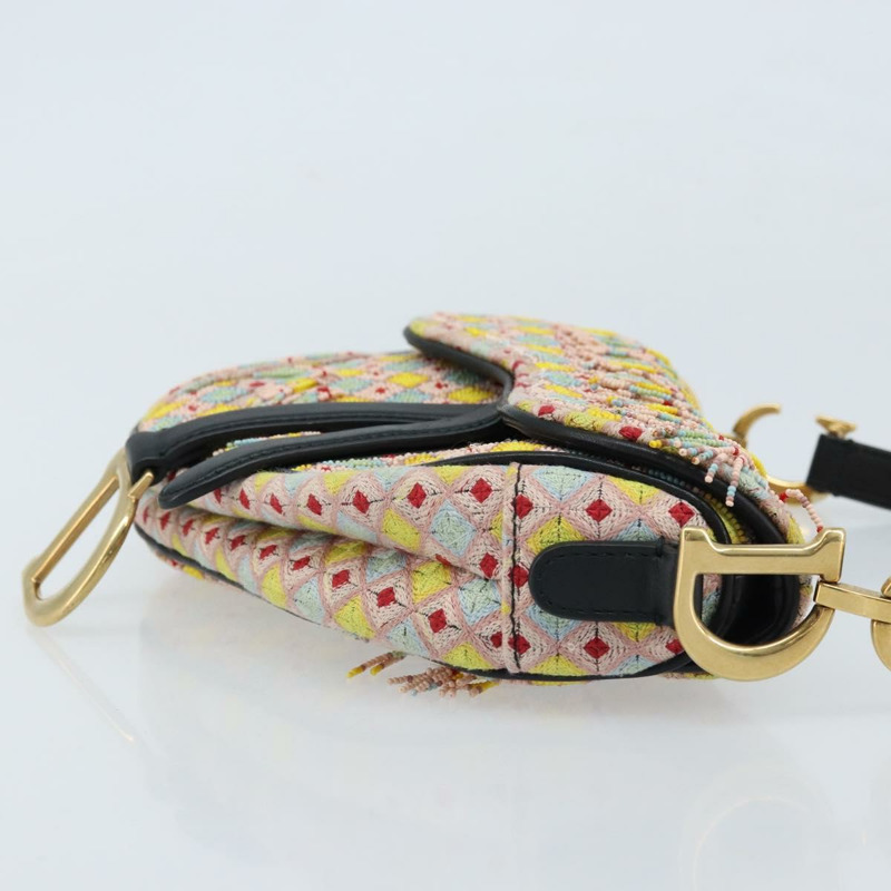 【日本直送】Christian Dior 串珠馬鞍包帆布多色金色正品 171485SM-3