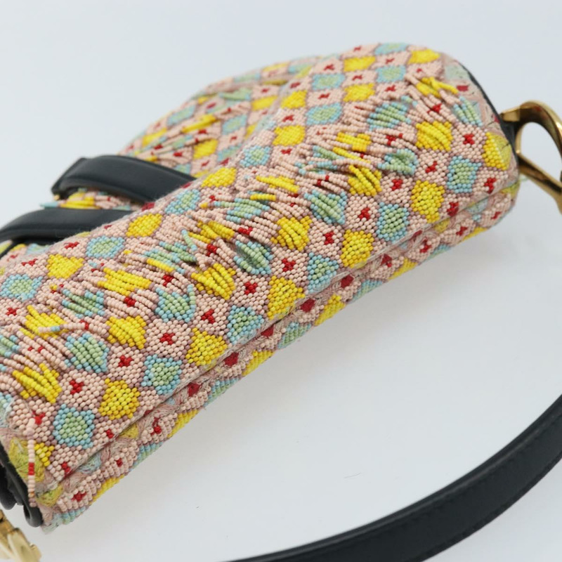 【日本直送】Christian Dior 串珠馬鞍包帆布多色金色正品 171485SM-5