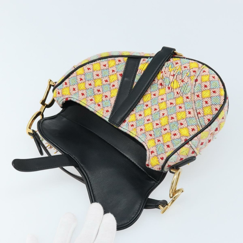 【日本直送】Christian Dior 串珠馬鞍包帆布多色金色正品 171485SM-15