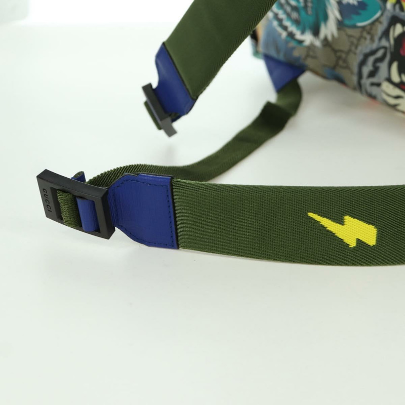 【日本直送】GUCCI GG Supreme 憤怒貓雙肩包 PVC 雙向米色銀色 477875 正品 171509SAM-9