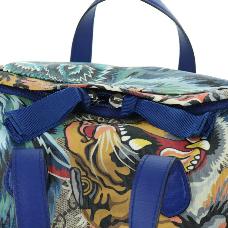 【日本直送】GUCCI GG Supreme 憤怒貓雙肩包 PVC 雙向米色銀色 477875 正品 171509SAM-16