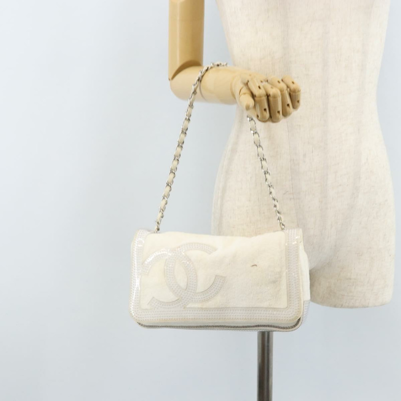 【日本直送】香奈兒鏈單背包 白色 銀色 CC 標誌 Auth 171518A-23