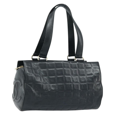 香奈兒 Choco Bar 手袋，羊皮材質，黑色，金色雙C標誌，正品編號 171545V