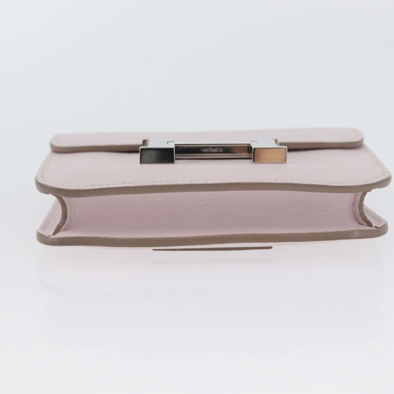 【日本直送】愛馬仕 Constance 超薄皮夾，粉紅銀色真皮，正品編號 172366SM-7