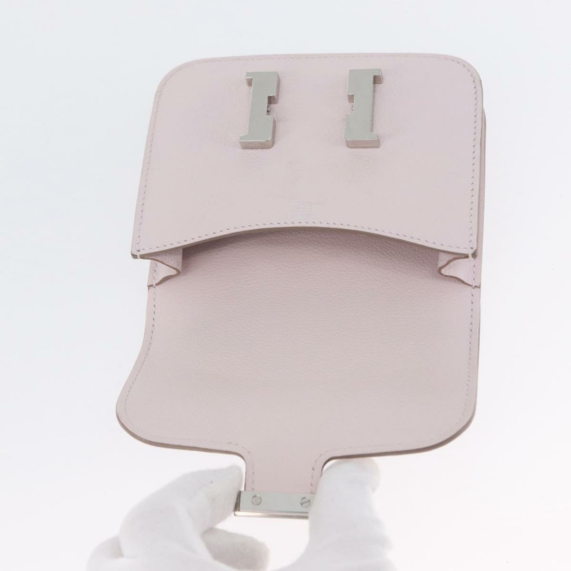 【日本直送】愛馬仕 Constance 超薄皮夾，粉紅銀色真皮，正品編號 172366SM-13