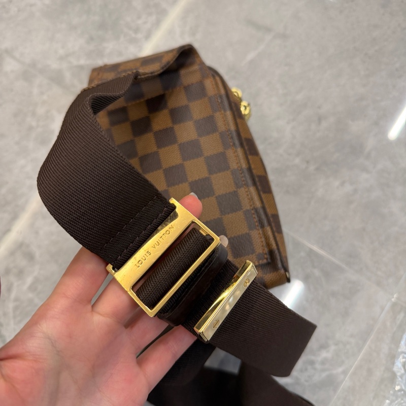LouisVuitton路易威登 棕色 棋盤格 蛋蛋包 胸包 腰包無附件-6