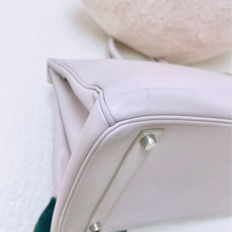 Hermes birkin 35 鉑金包 淺粉色銀釦 框K刻-8